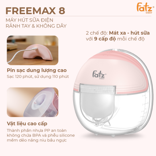 MÁY HÚT SỮA ĐIỆN RẢNH TAY VÀ KHÔNG DÂY FREEMAX 8 - FB1218TP (1 chiếc) - Ảnh 2